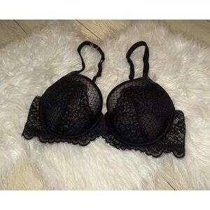 Parisian Intimates Underwire Full Cover Bra Lace Lined Womens 34C Black